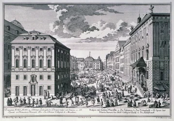 Vue du marché haut, Vienne gravée par Georg-Daniel Heumann (1691-1759)